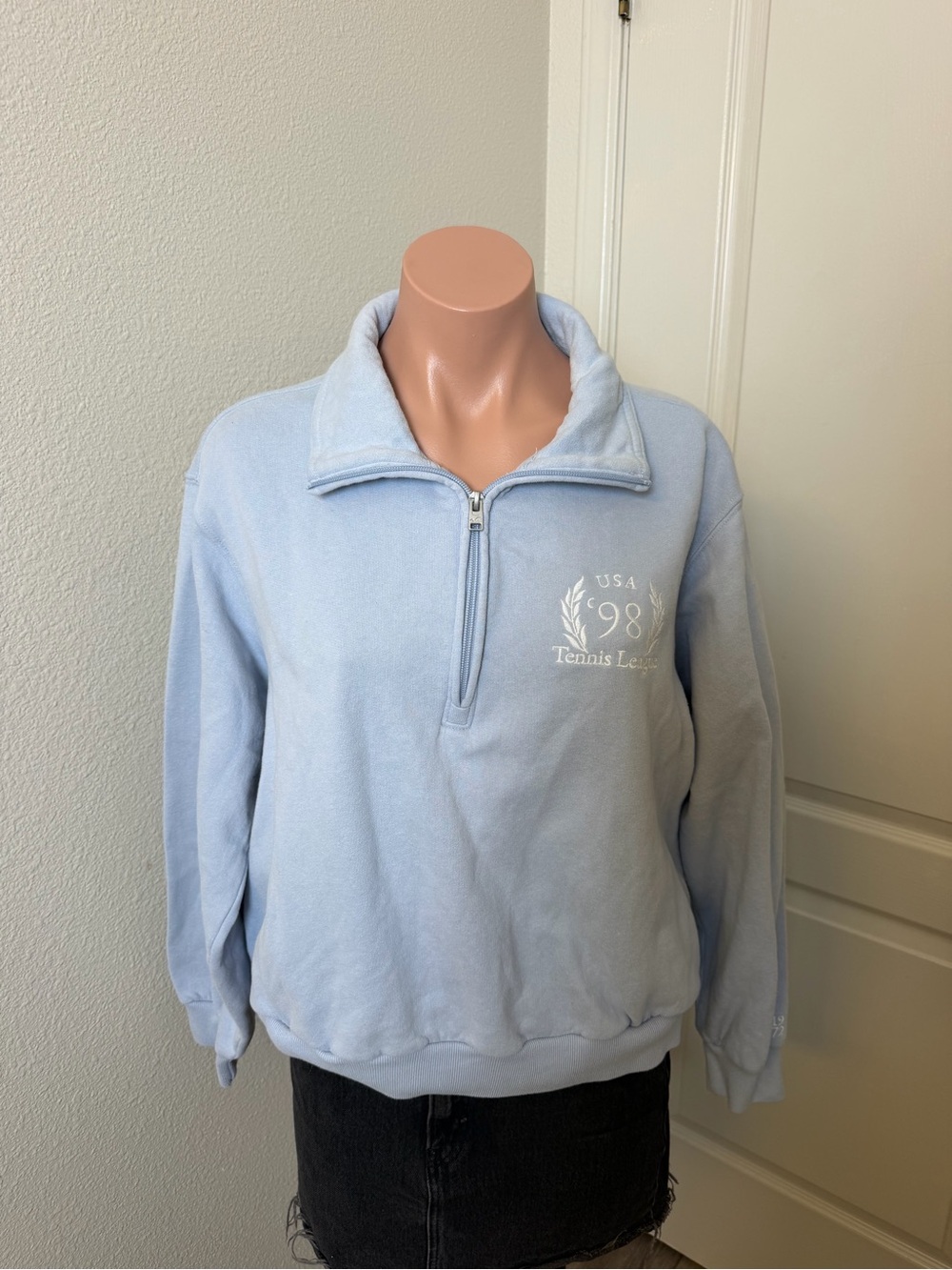 Hollister Light Blue Quarter-Zip Fleece Pullover